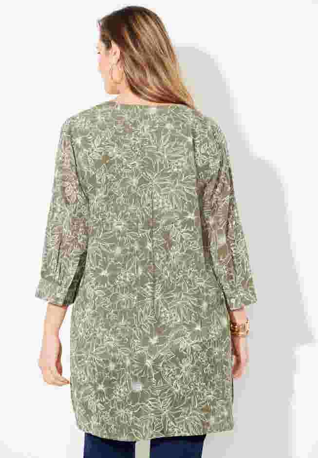 Mandarin Collar Gauze Tunic image number 1