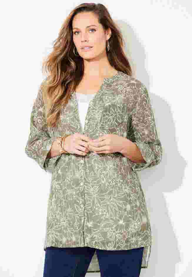 Mandarin Collar Gauze Tunic image number 3