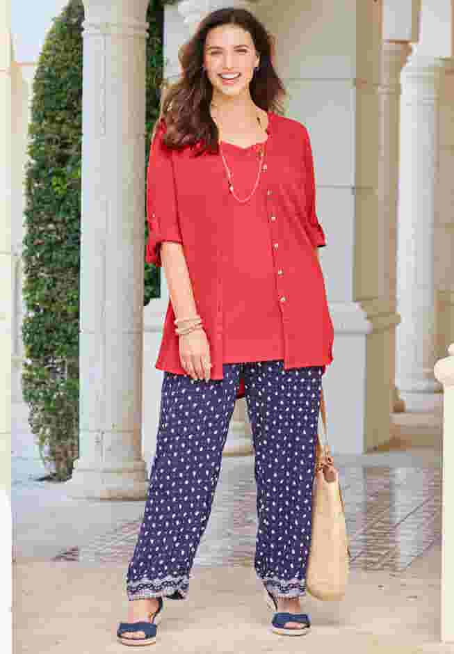 Mandarin Collar Gauze Tunic image number 4