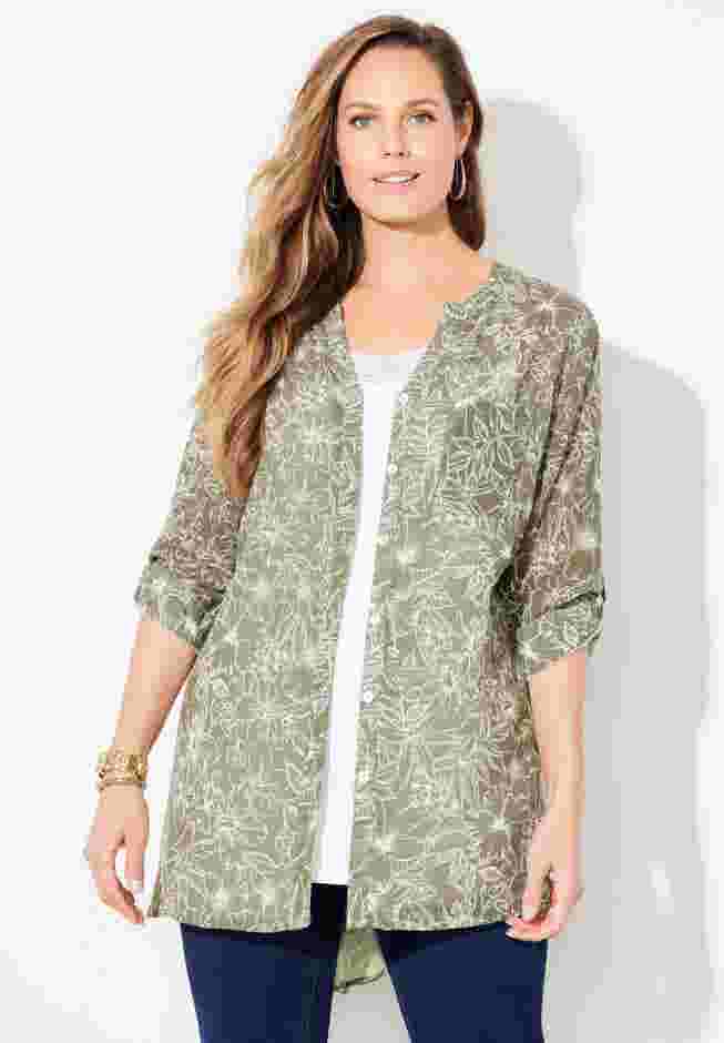Mandarin Collar Gauze Tunic image number 0