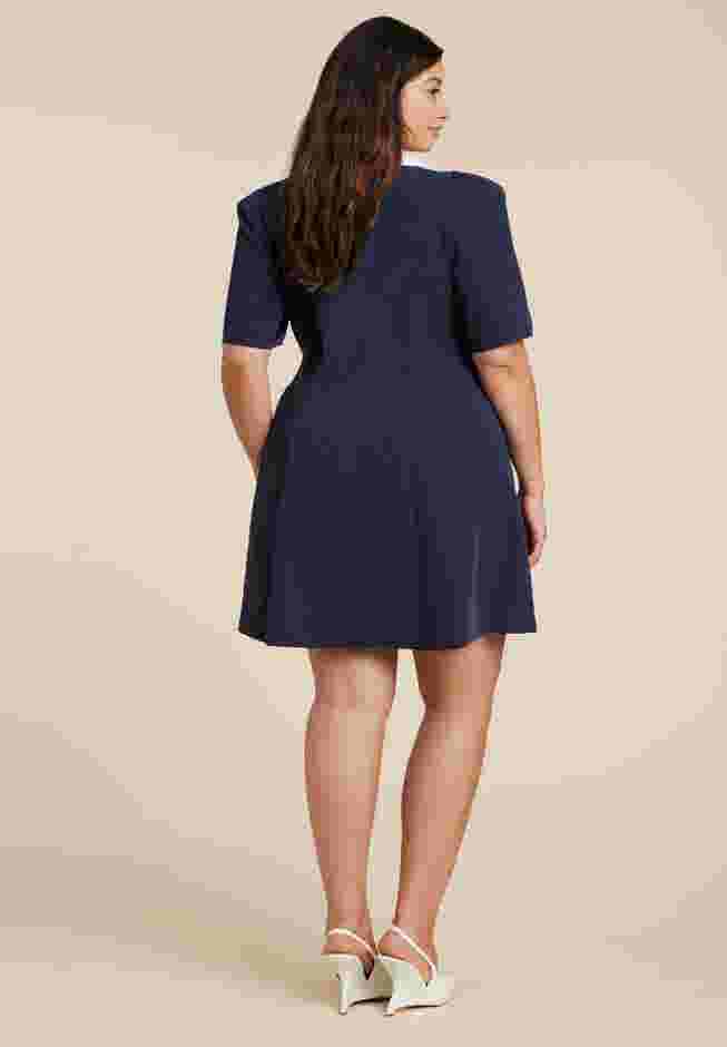 Contrast Collar Puff Sleeve Mini Dress image number 1