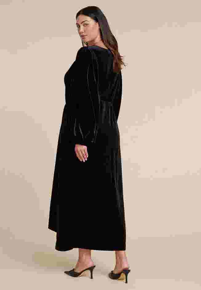 Velvet Puff Sleeve Pleated Dress image number 3