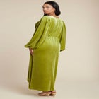 Velvet Puff Sleeve Pleated Dress image number null