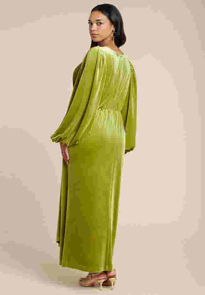 Velvet Puff Sleeve Pleated Dress image number 1
