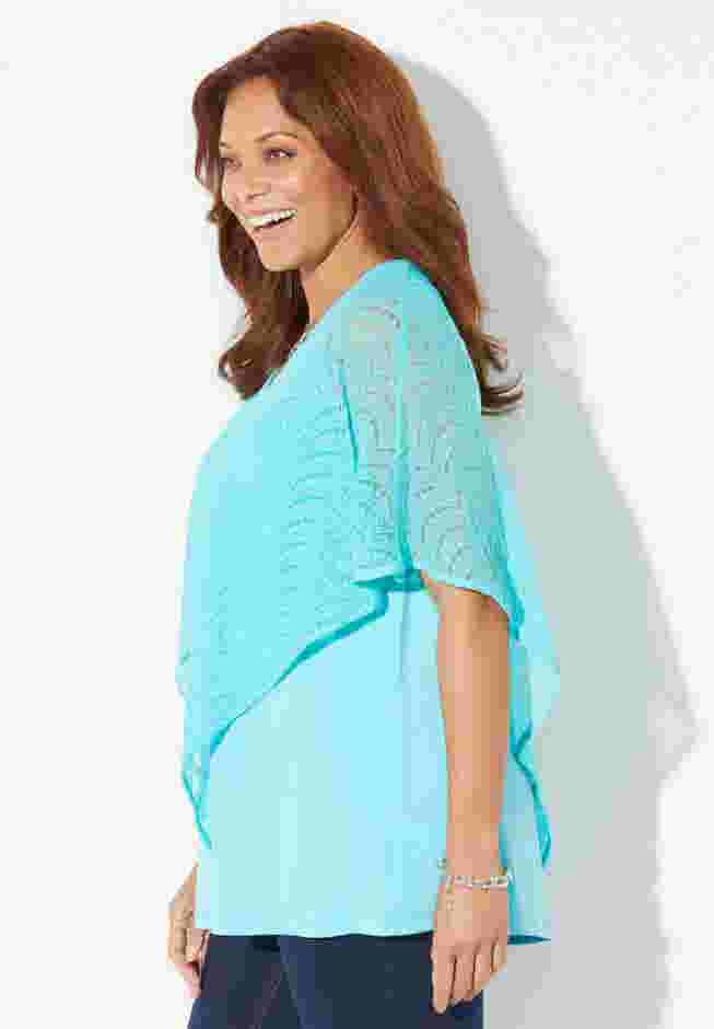 Crochet Poncho Duet Top image number 1