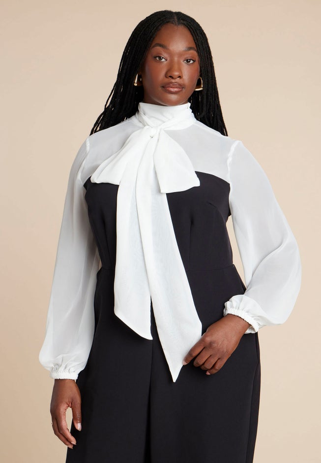 Twofer Tie Neck Jumpsuit image number 3