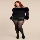 Faux Fur Off The Shoulder Sweater image number null