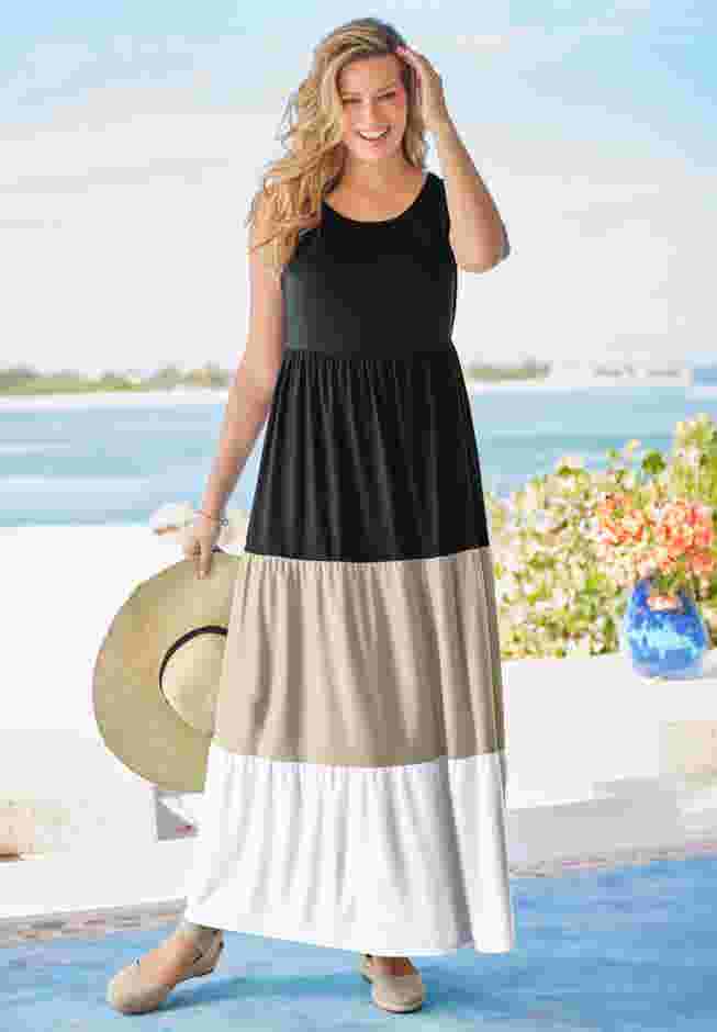 Colorblock Tiered Dress image number 0