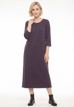 Cotton Spandex Jersey Three-Quarter Sleeve Scoopneck Maxi Dress