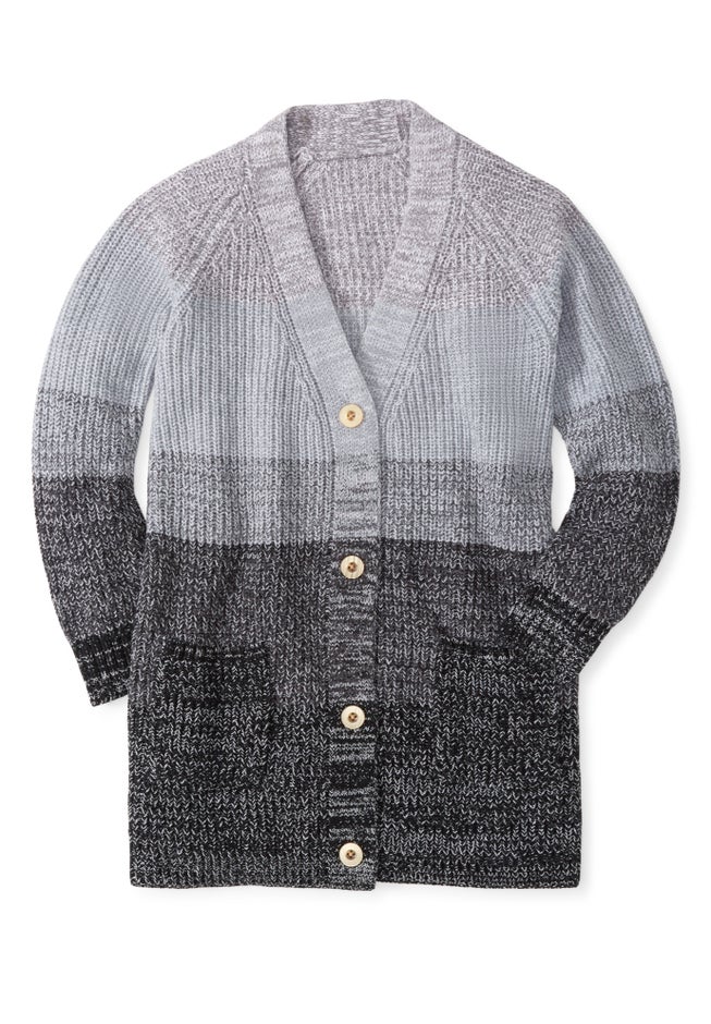 Ombre Shaker Cardigan Sweater image number 3