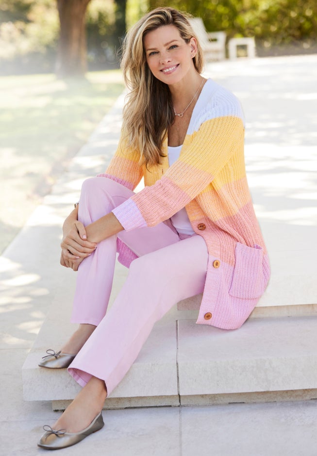 Ombre Shaker Cardigan Sweater image number 3