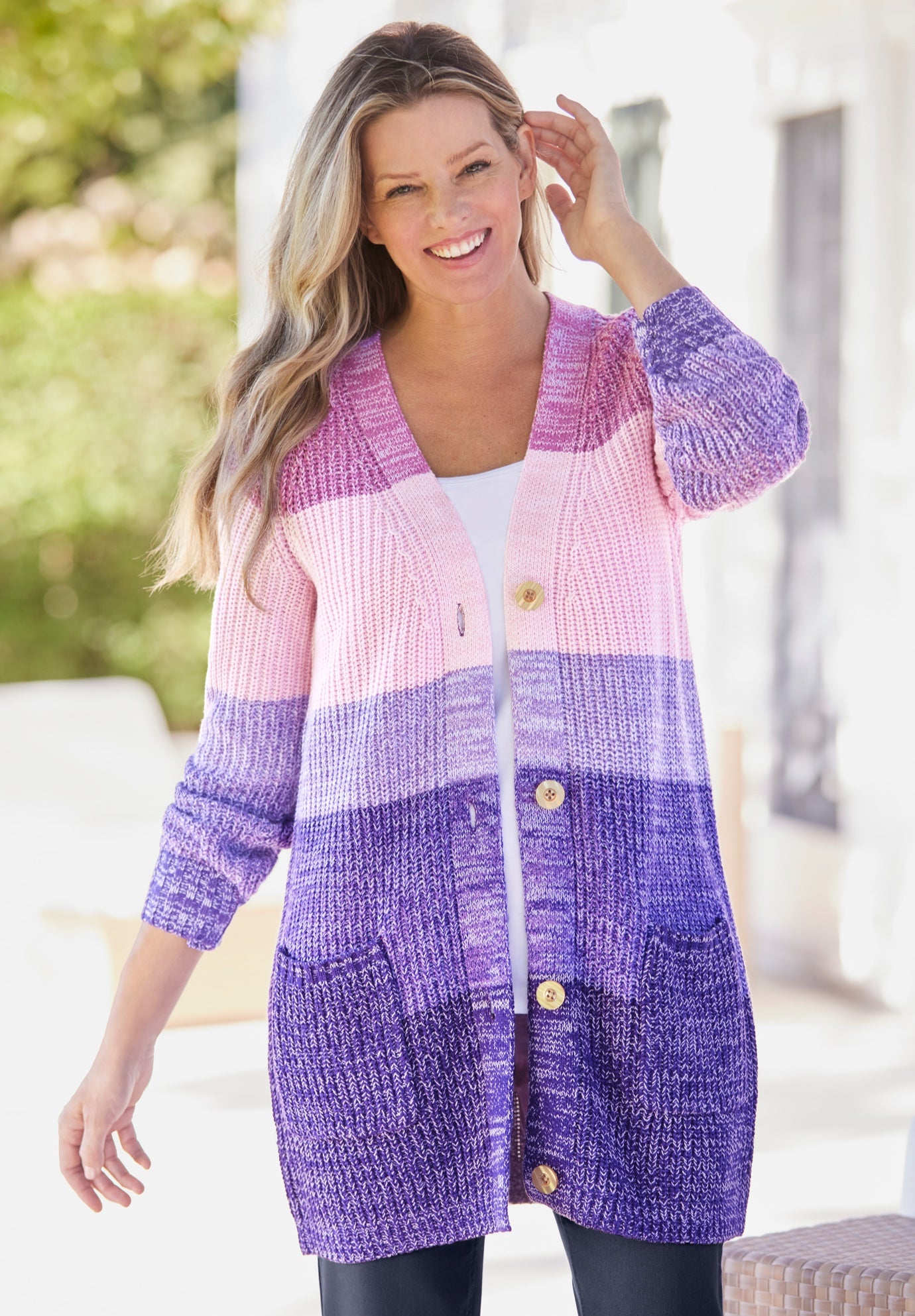Ombre Shaker Cardigan Sweater image number 0