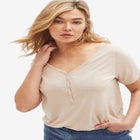 Drapey V-Neck Henley image number null