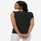 Button-Front Ruffle Sleeve Tank image number null