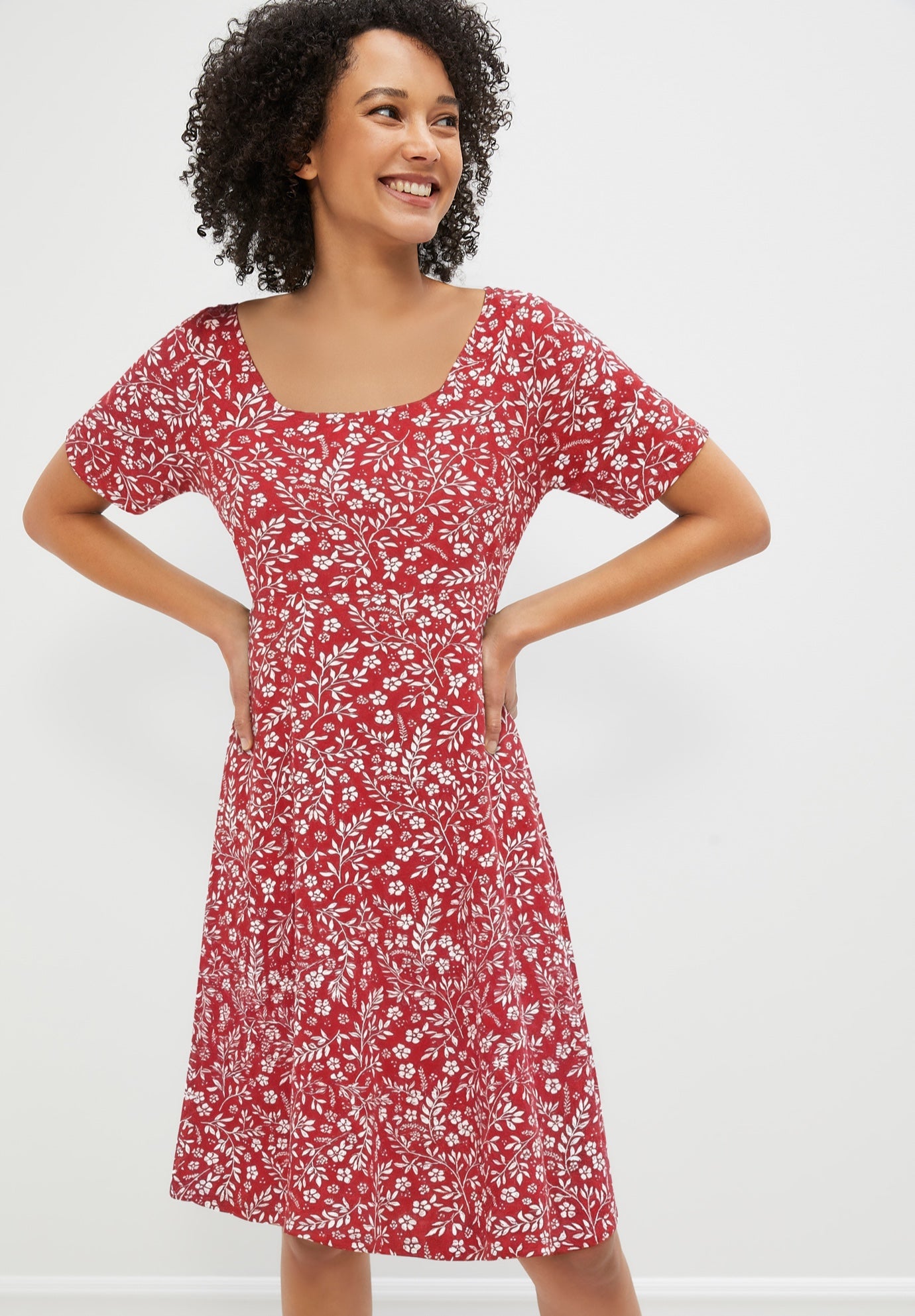 Short Sleeve Fit & Flare Knit Dress image number 0