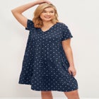 Cotton Spandex Scoop Neck Short Sleeve Tiered A Line Dress image number null