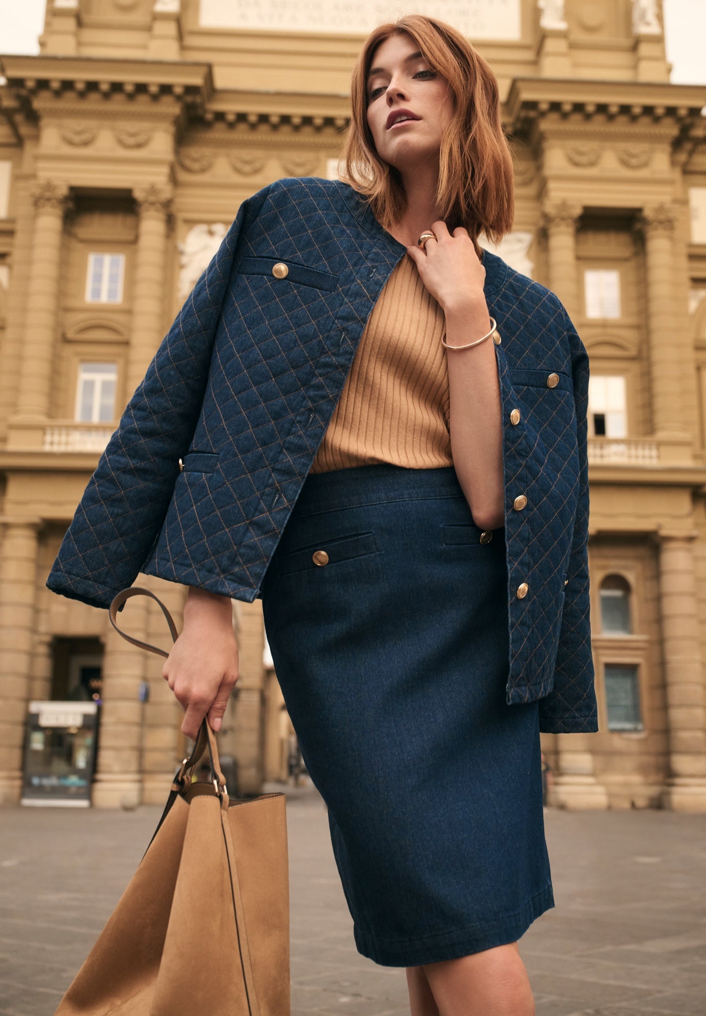 QUITLED DENIM LADY JACKET image number 1