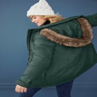 Faux Fur Trim Two-Way Zip-Front Mid-Length Parka image number null