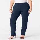 Plus Size Ponte Straight Leg Pant with Pockets and Pull on elastic waist image number null