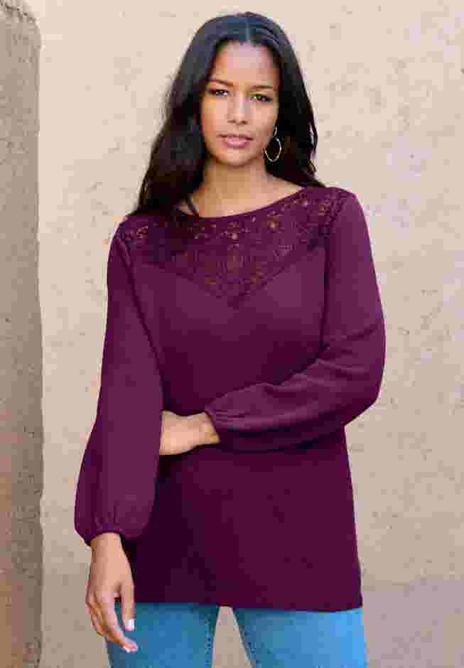 Lace Mesh Pullover Sweater image number 0