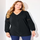 Lattice Trim Peasant Blouse image number null