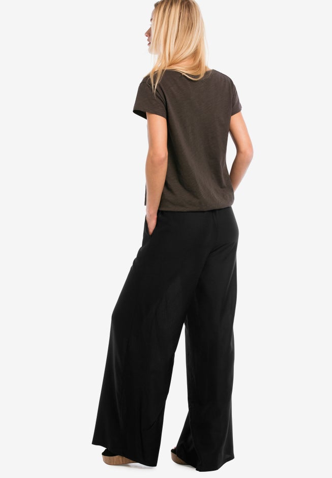 Wide-Leg Soft Pants with Back Elastic image number 1