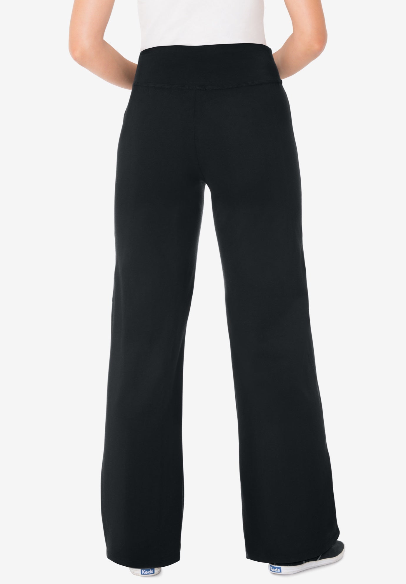 Stretch-Cotton Knit Pull-On Wide-Leg Leggings image number 1