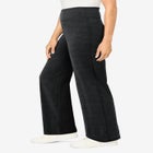 Stretch-Cotton Knit Pull-On Wide-Leg Leggings image number null