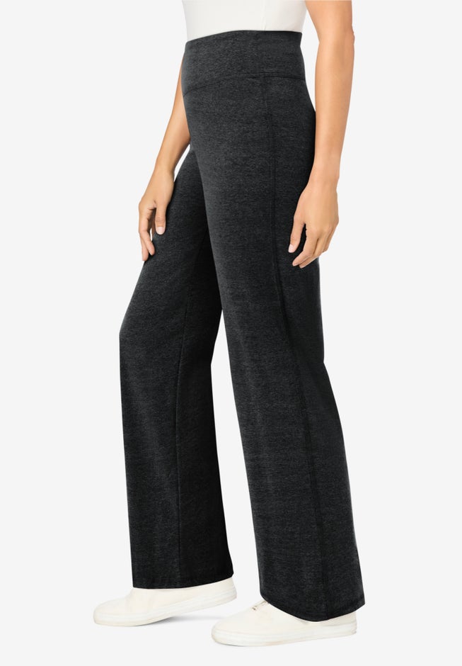 Stretch-Cotton Knit Pull-On Wide-Leg Leggings image number 2