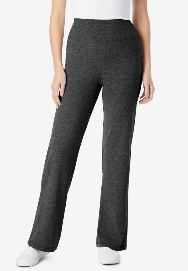 Stretch-Cotton Knit Pull-On Wide-Leg Leggings image number 0