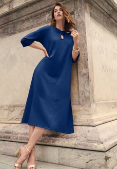 Stretch Cotton Keyhole T-Shirt Dress