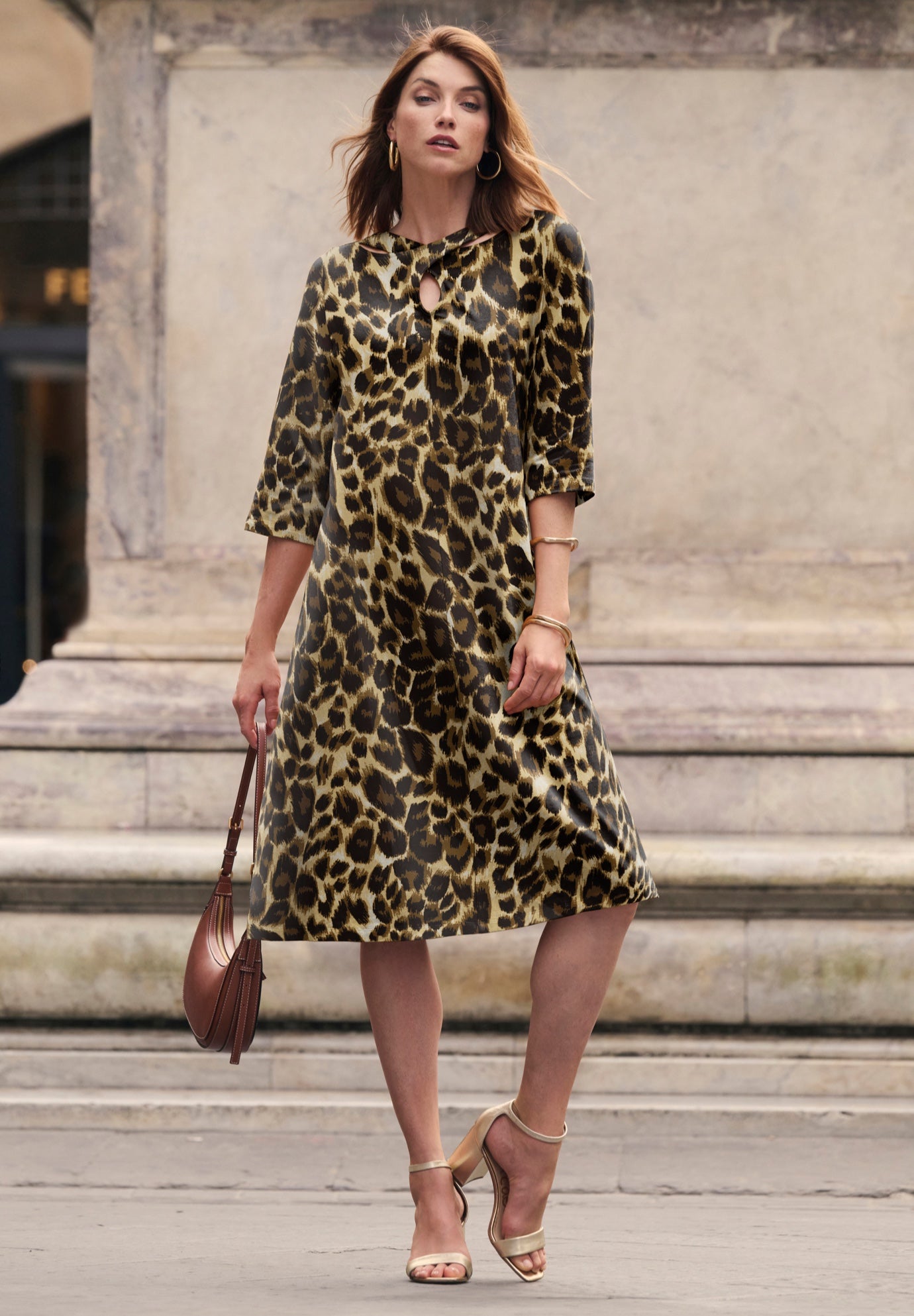 Stretch Cotton Keyhole T-Shirt Dress image number 0
