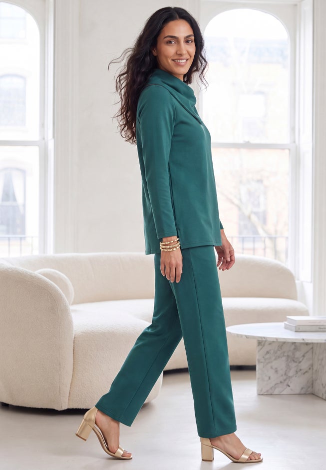 Ponte Split Neck 2-Piece Set image number 2