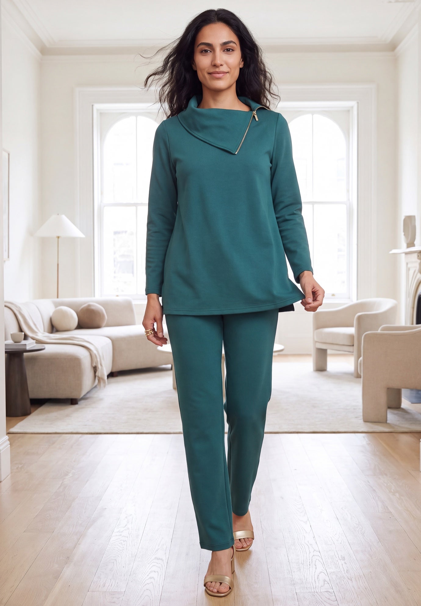 Ponte Split Neck 2-Piece Set image number 0