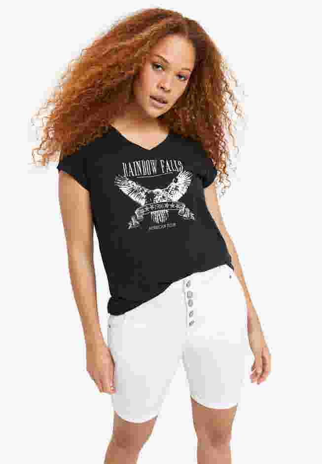 Button-Front Denim Shorts image number 0