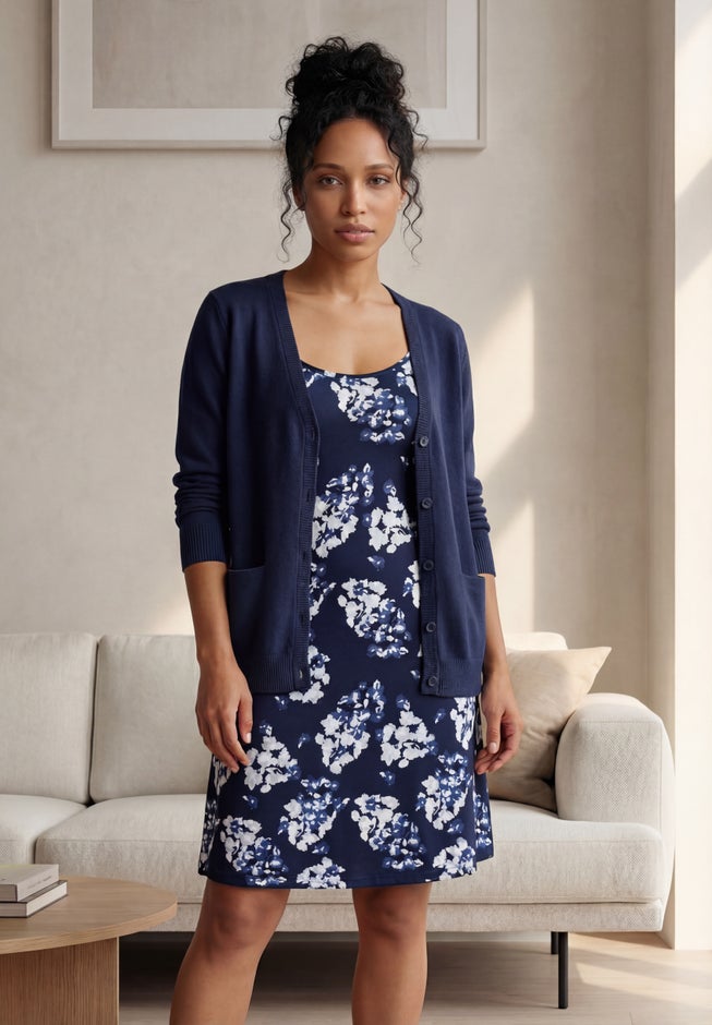 Stretch Jersey Knit A-Line Scoop Neck Tank Dress image number 2