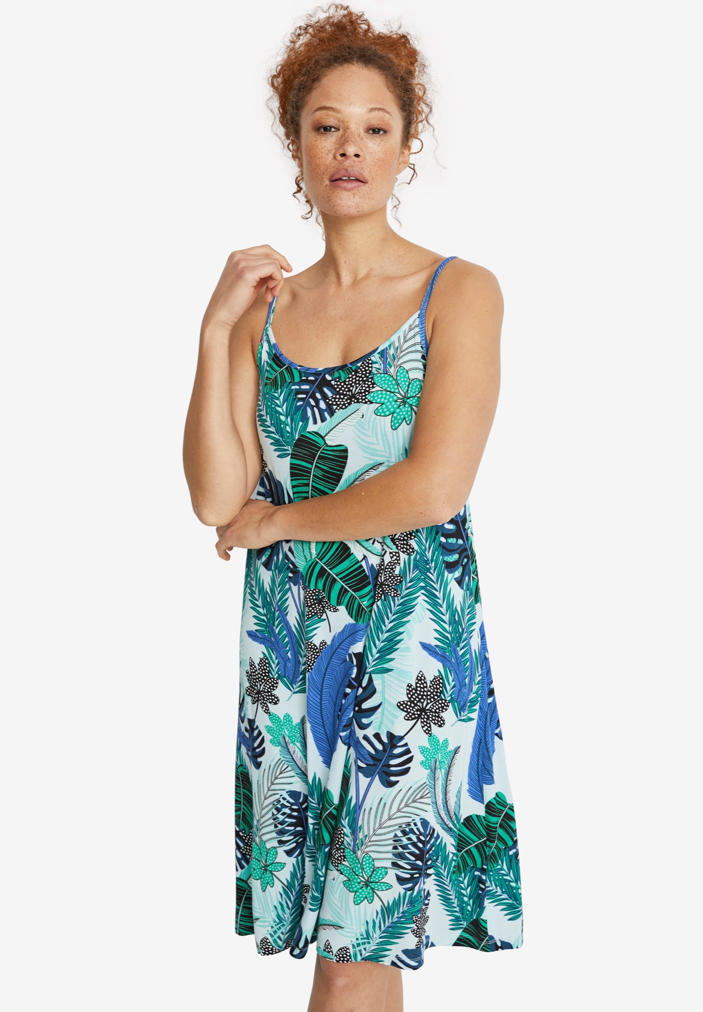 Stretch Knit Scoop Neck Tank A Line Dress image number 0