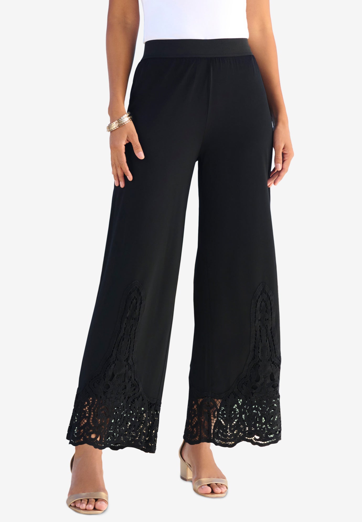 Wide Leg Ultrasmooth® Fabric Lace Pant image number 0