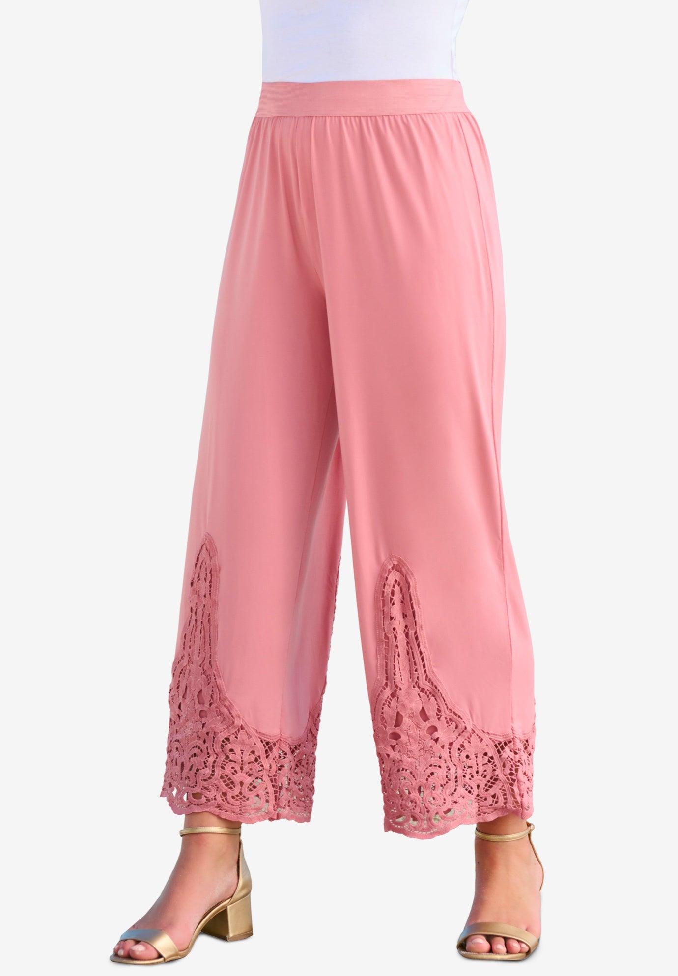 Wide Leg Ultrasmooth® Fabric Lace Pant image number 0