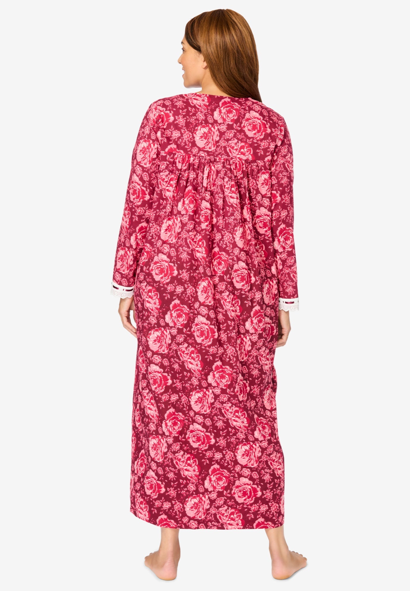 Long 2-Piece Cabbage-Rose Peignoir Set image number 1