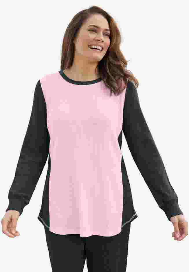 Colorblock Scoopneck Thermal Sweatshirt image number 1