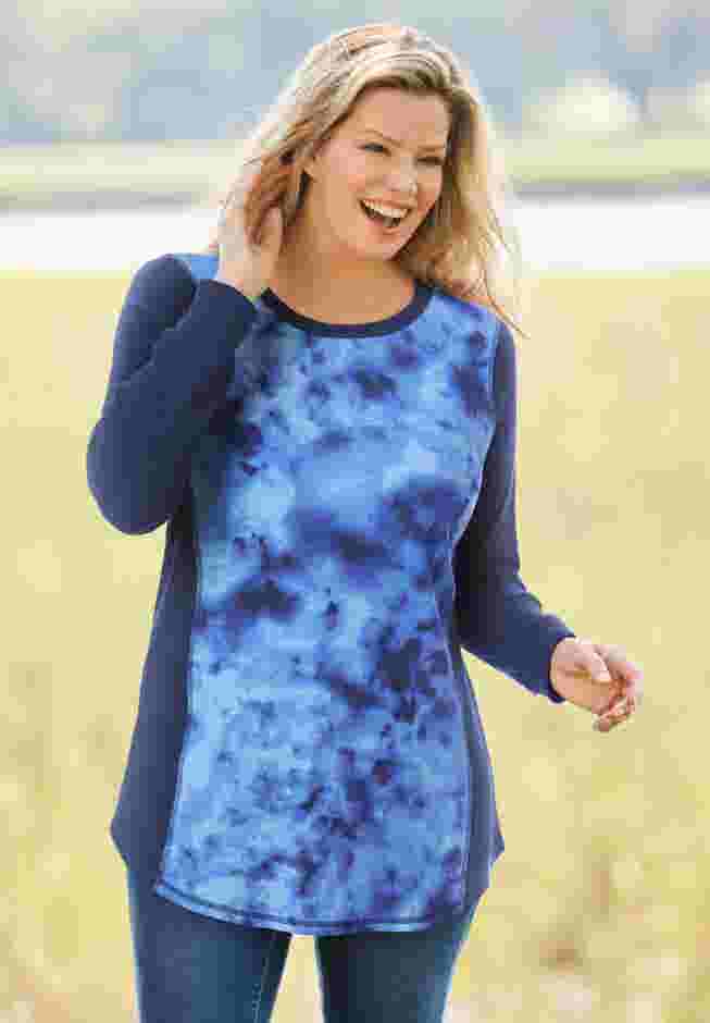 Colorblock Scoopneck Thermal Sweatshirt image number 0