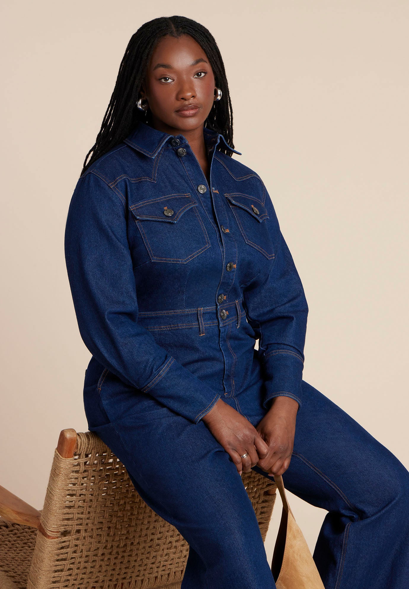 Western Detail Denim Jumpsuit image number 3