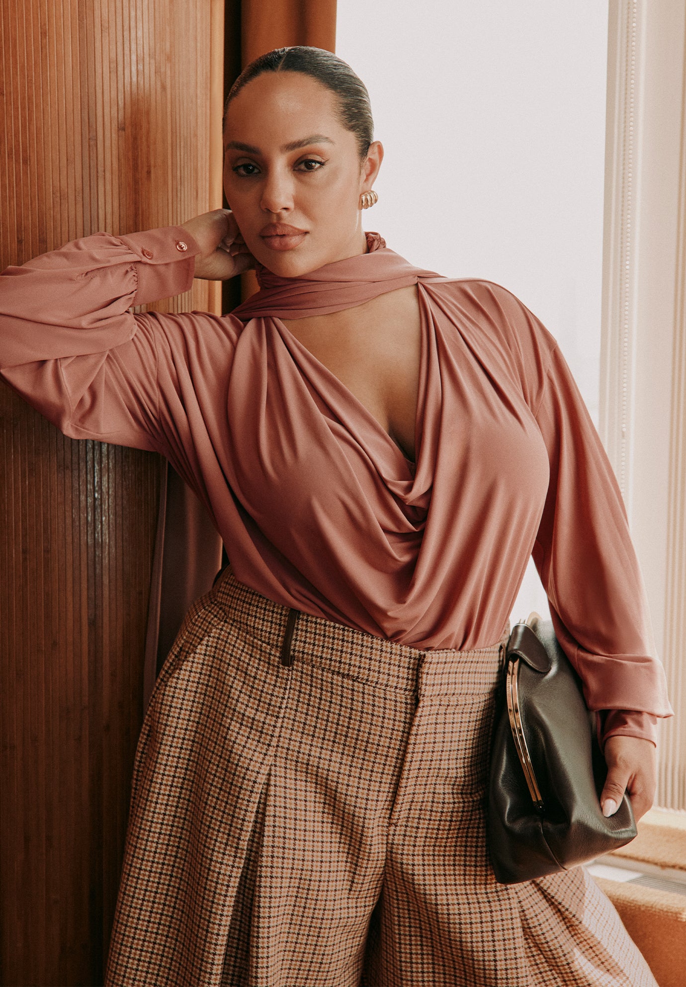Plunging Scarf Neck Top image number 0