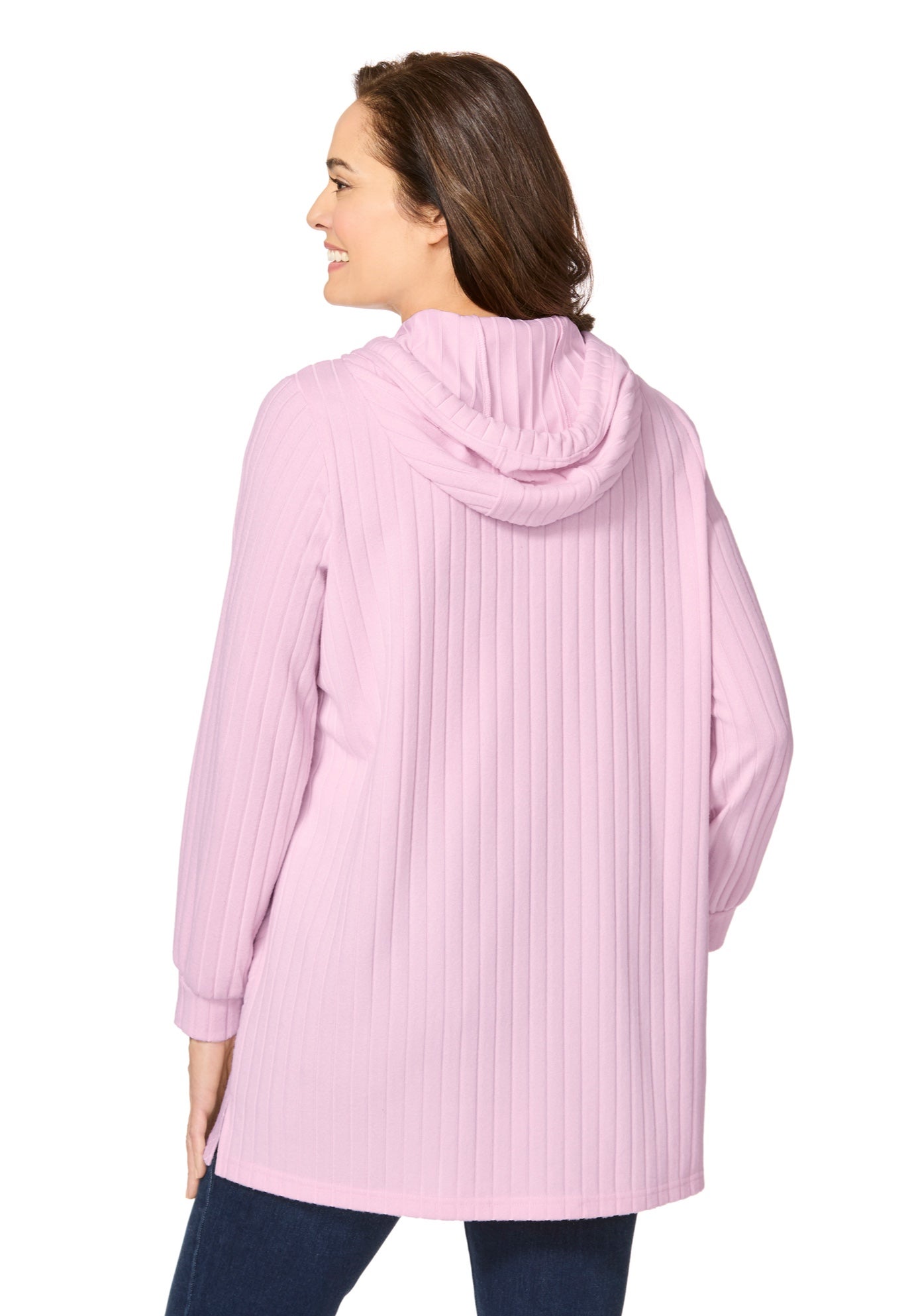 Rib-Knit Sherpa Hoodie Sweatshirt image number 1