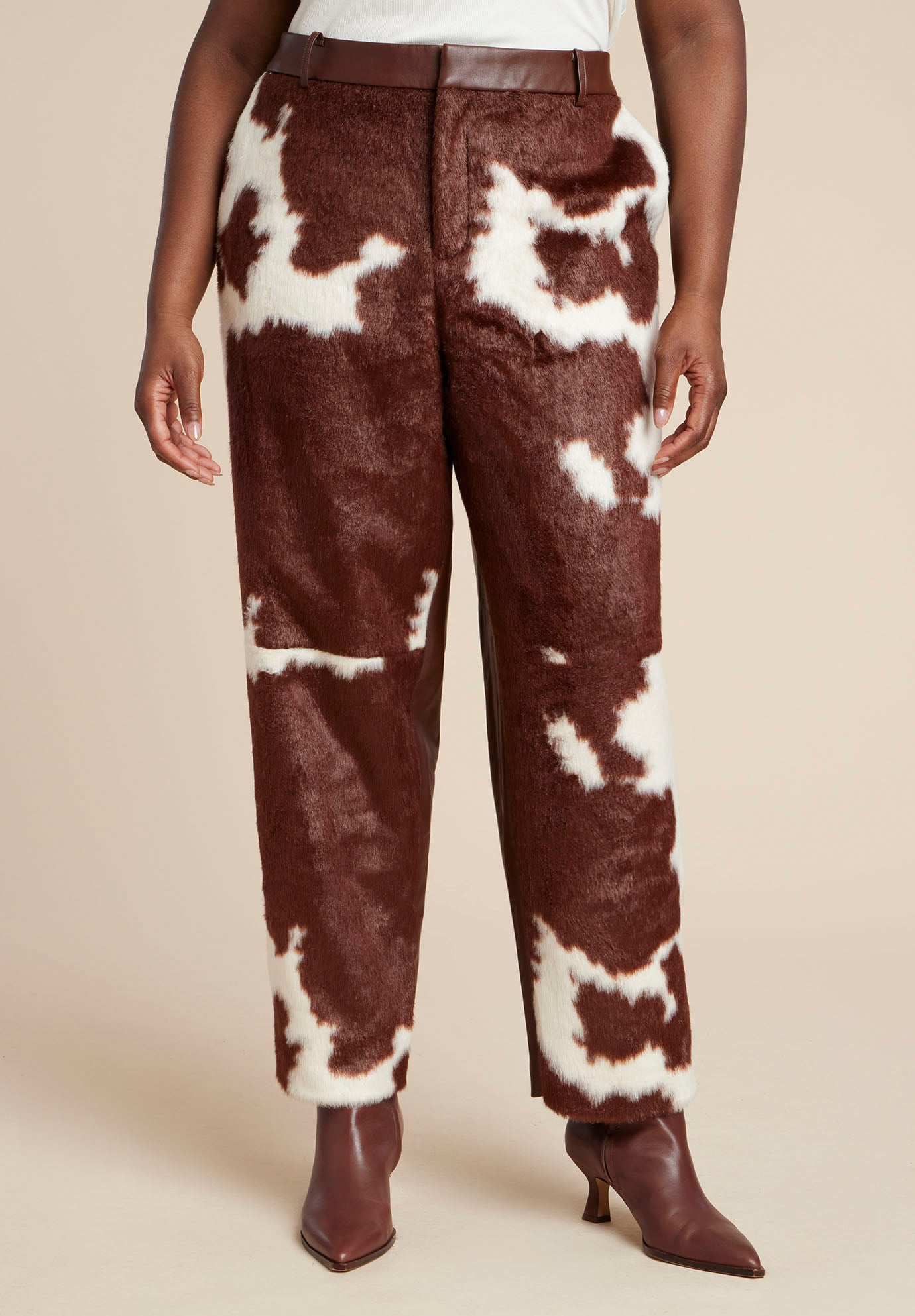 Faux Cow Hide And Leather Pant image number 1