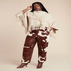 Faux Cow Hide And Leather Pant image number null