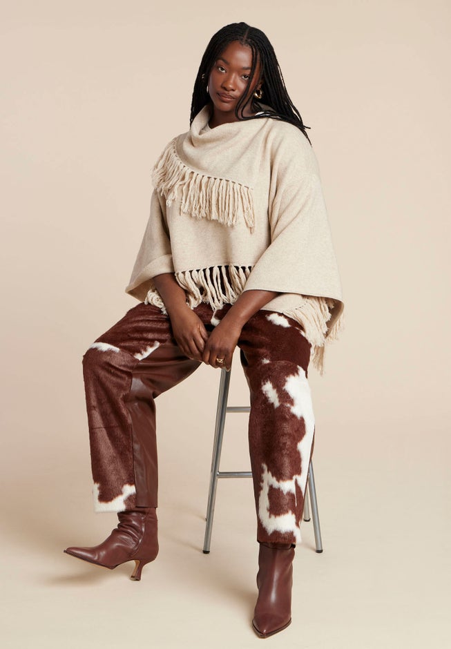 Faux Cow Hide And Leather Pant image number 5