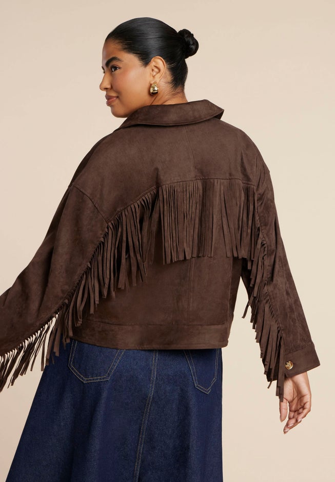 Faux Suede Fringe Jacket image number 2