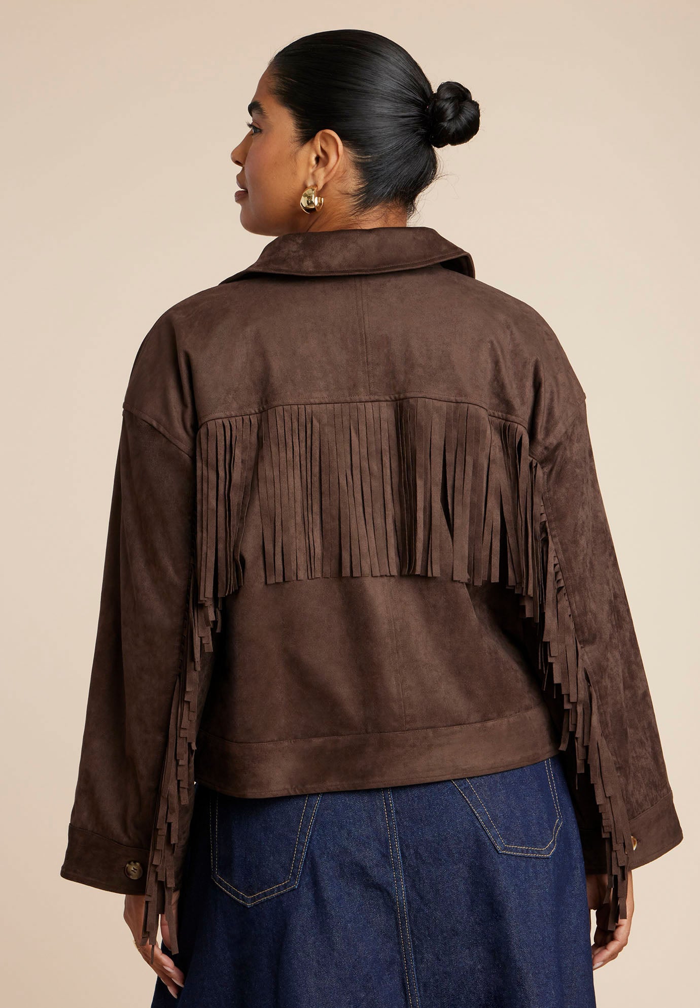 Faux Suede Fringe Jacket image number 3